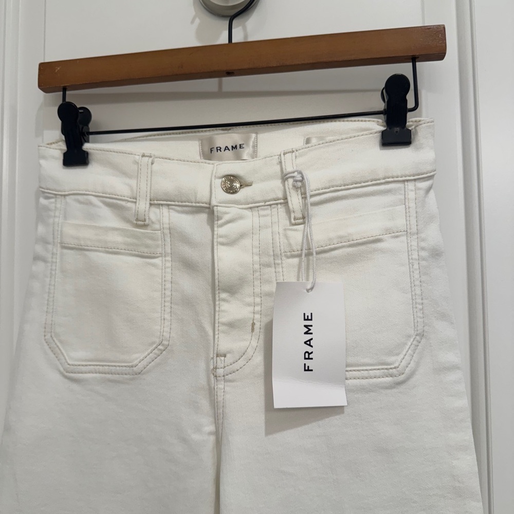 FRAME Le Slim Palazzo High Rise
Wide Leg Wide Leg White Women's Jeans Sz 25 $288 - Picture 8 of 16
